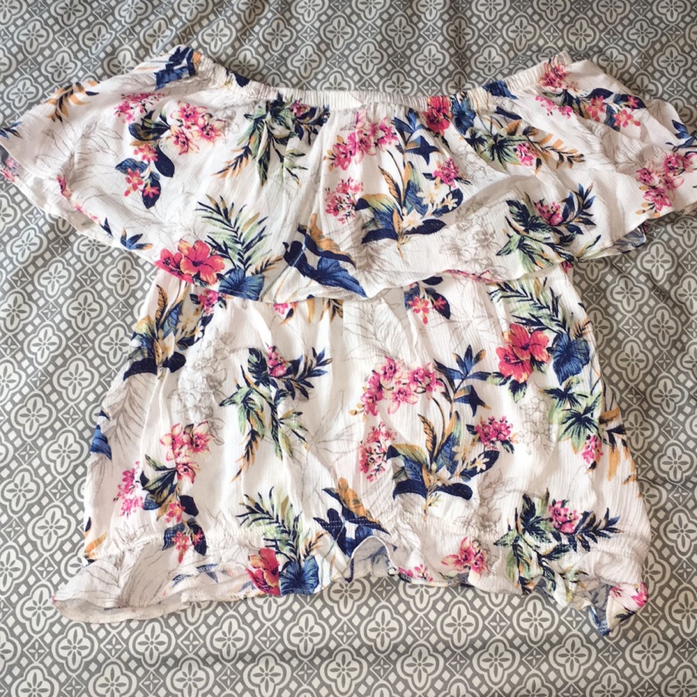 Floral off the shoulder American Eagle top